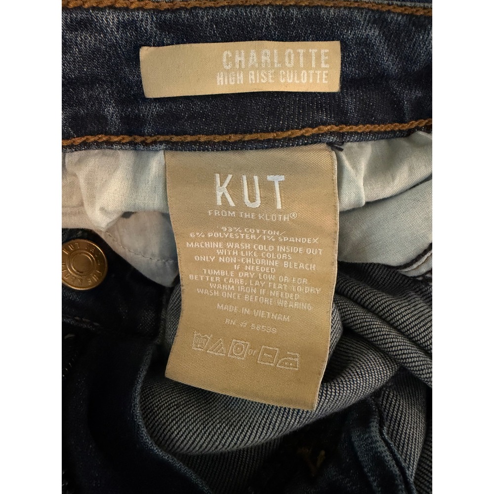 KUT from the Kloth Charlotte High Rise Culotte Jeans Medium Wash Blue Size 16 - Picture 4 of 8